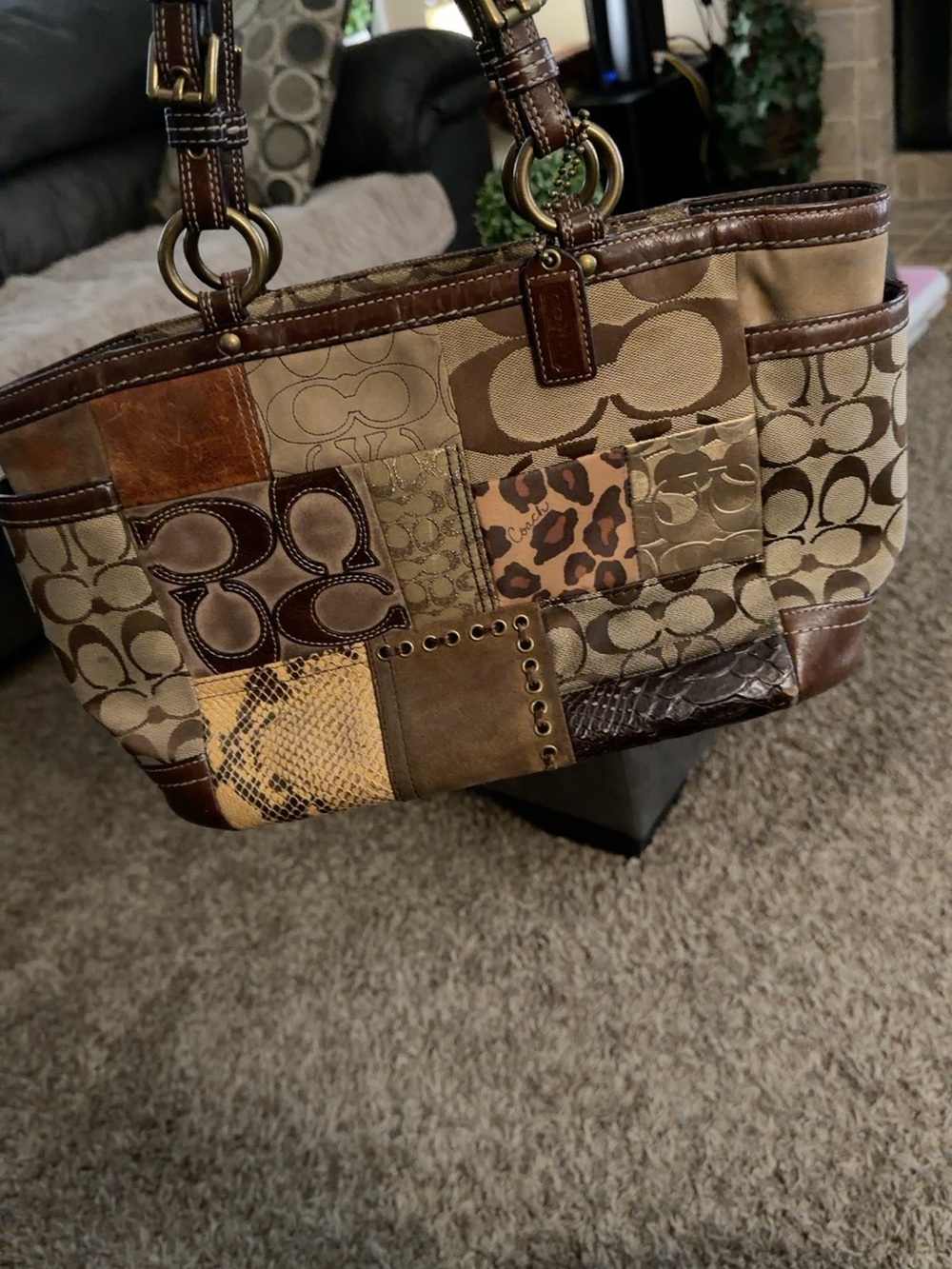Coach Patchwork Signature Canvas Tote in Brown - Picture 2 of 5